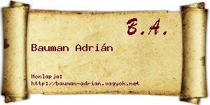 Bauman Adrián névjegykártya